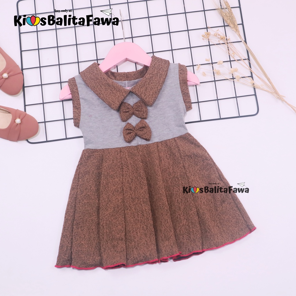 Dress Nindy uk 1-2 Tahun / Dres Kerah Yukensi Import Atasan Baju Anak Perempuan Cewek Harian Grosir