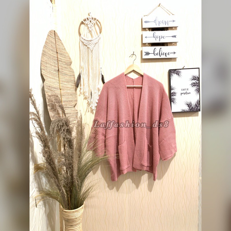 KARDIGAN OVERSIZE | OVERSIZE PREMIUM | CARDY OVERSIZE | KARDIGAN TEBAL-Pink Dasty