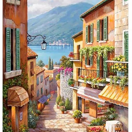 

(TERLARIS) Ready Stock Home Decor Canvas Paint By Number Kit Oil - No Frame