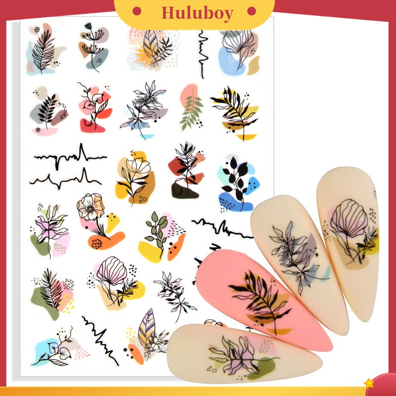 Huluboy Huluboy♡ 3 Pcs Stiker Kuku 3D Multifungsi Tahan Lama Untuk Wanita