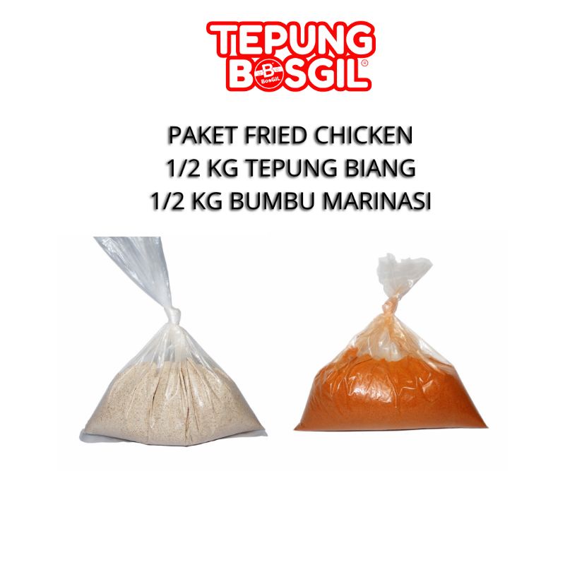 

Paket tepung Premium Fried Chicken (1/2 kg tepung biang dan 1/2 kg tepung marinasi)