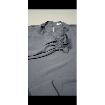 Zara blouse / blouse smoke / blouse pleats /blouse puffy / blouse lengan balon kerut / blouse zara semibydianty-Dark grey (airflow)