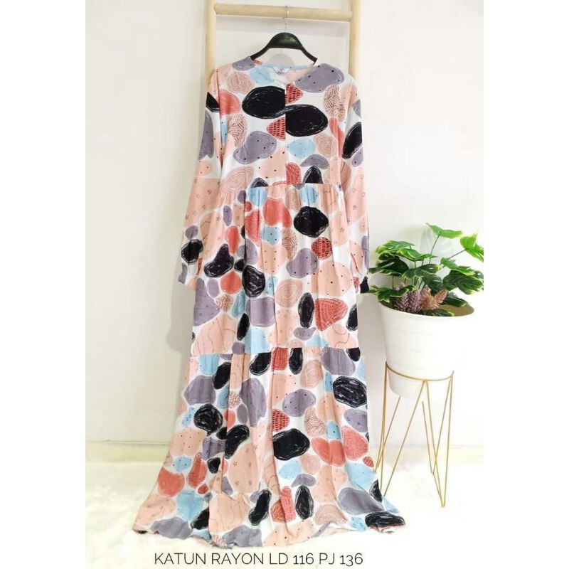 Long Dress Katun Rayon / Baju Muslim / Gamis Rayon