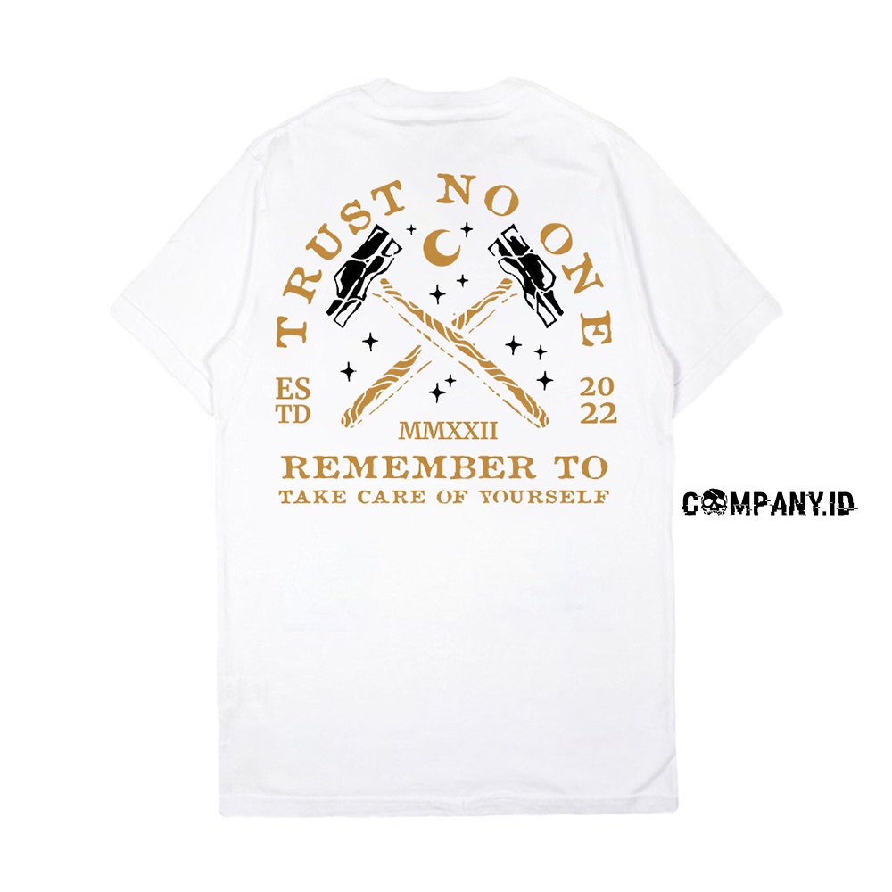 Kaos Company.id Distro Warna Putih Trust no One Palu Hummer Size S M L XL XXL 3XL T-shirt Dewasa Cow