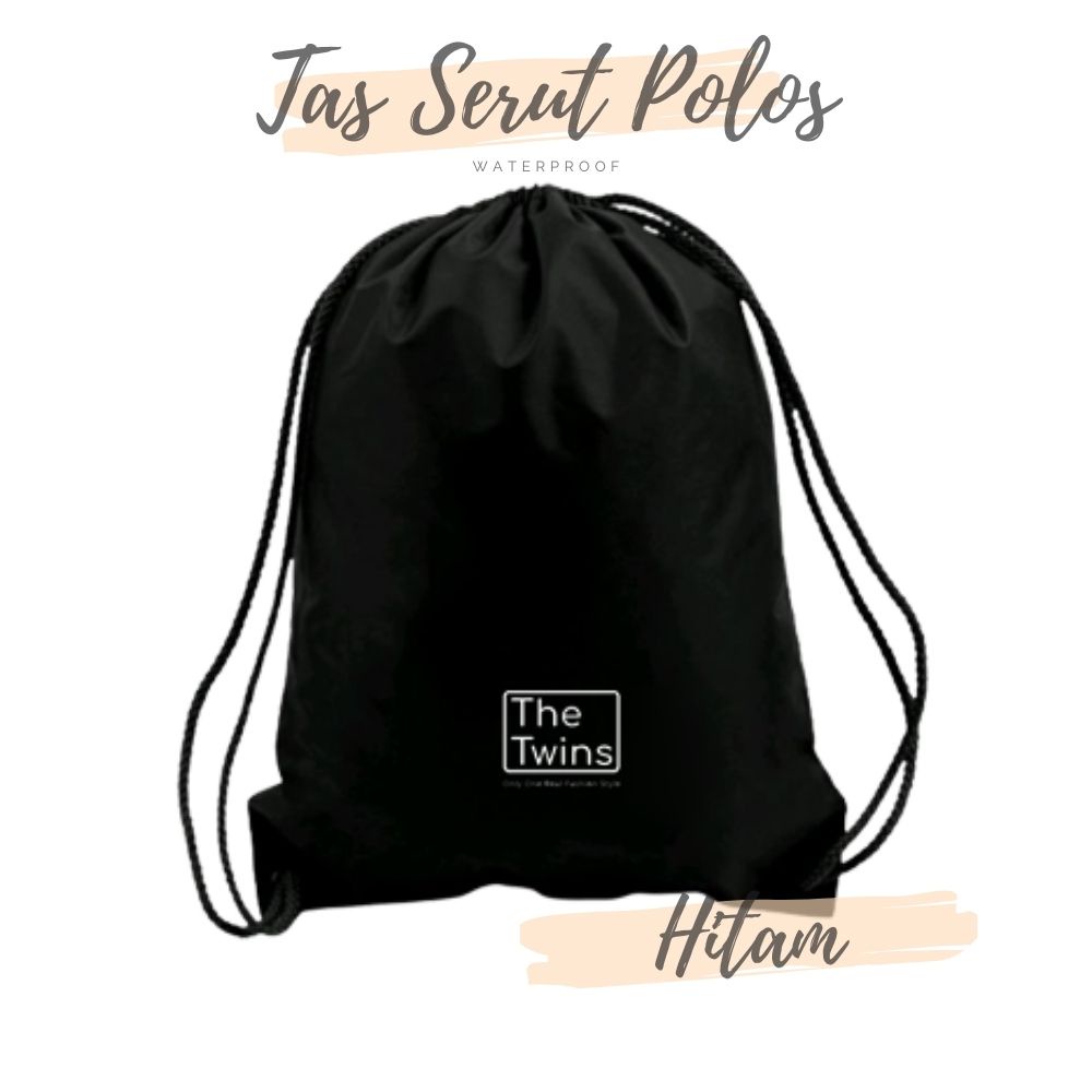 Tas Serut Hampers atau String Bag Bergambar The Twins Polos Marun