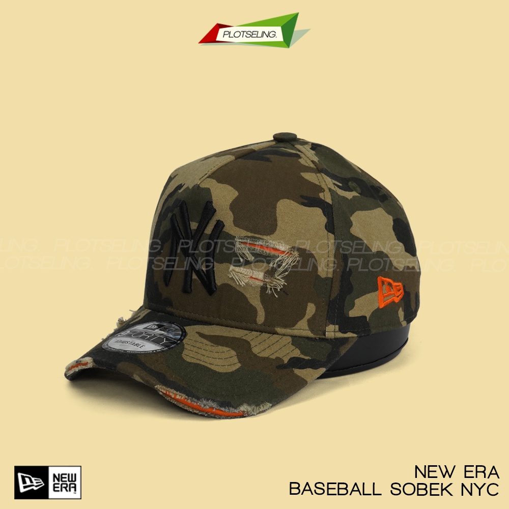 Topi New York Sobek BASEBALL NY DAMAGE Hat New York Yankees Ripped Original Grade Camo Hitam Navy Putih MLB Cap Adjust Unisex Topi Baseball Pria Wanita Hitam