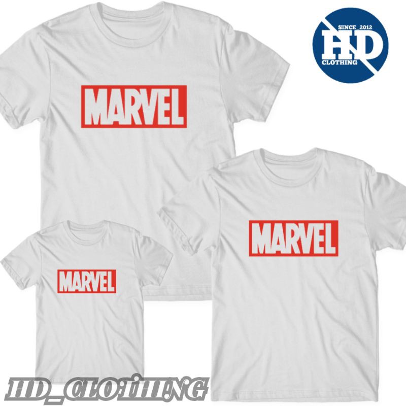 Kaos Atasan lengan pendek Couple Keluarga Superhero Tulisan Marvel - HD Clothing