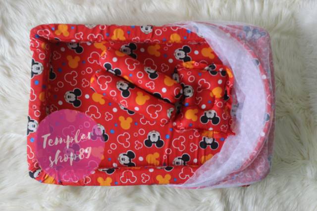 Paket Kasur Bayi kolam Kelambu Set Baru Lahir Murah | Produk Perlengkapn Tempat Tidur motip KM