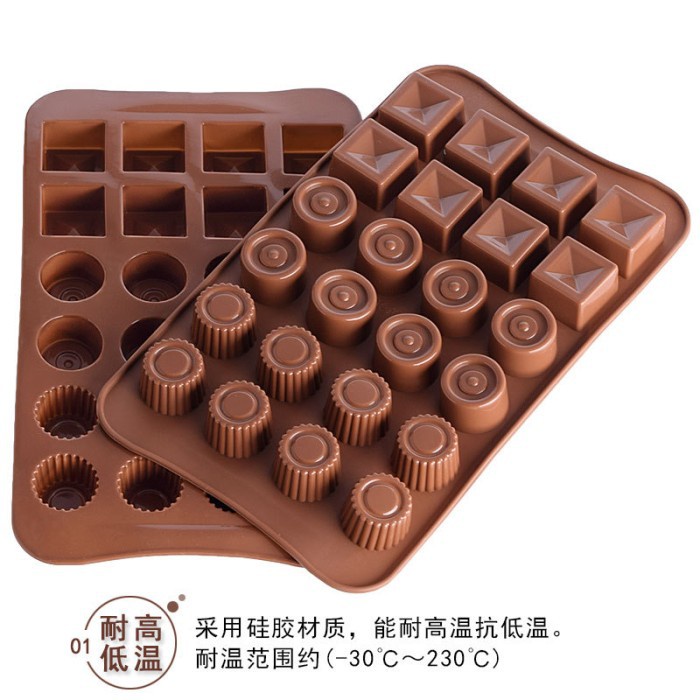 Cetakan Silicone 24 Grid Coklat Pudding Jelly dengan 3 Motif Cetakan Molds Silicone tahan panas Serbaguna