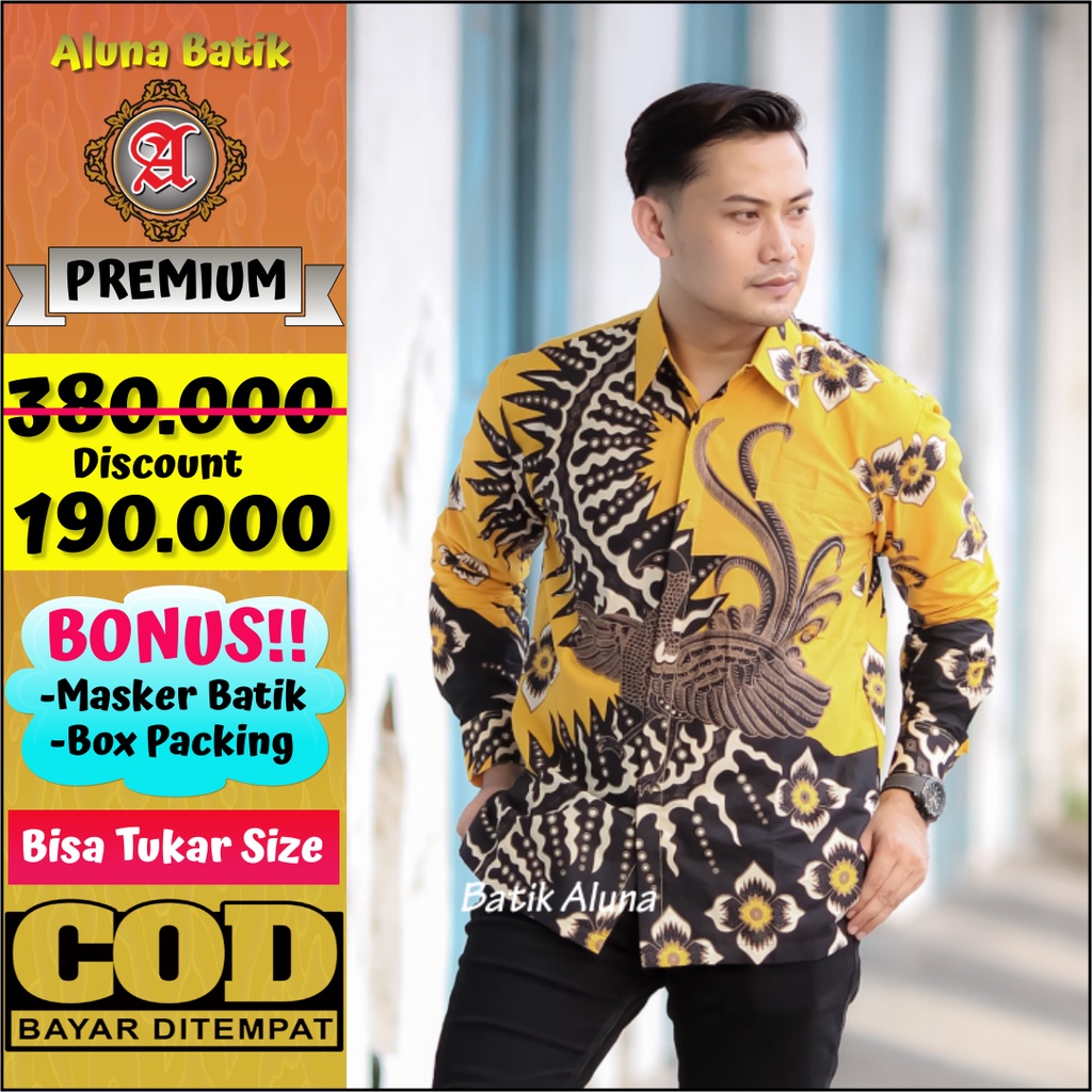 Batik Pria Lengan Panjang Keratonan Solo Premium Produksi Batik Aluna PCW 070