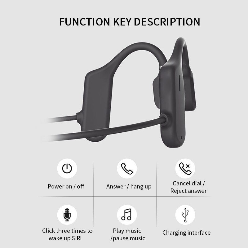 TWS Wireless Earphone Headset Bluetooth 5.0 Tahan Air Headset In-ear Stereo konduksi tulang