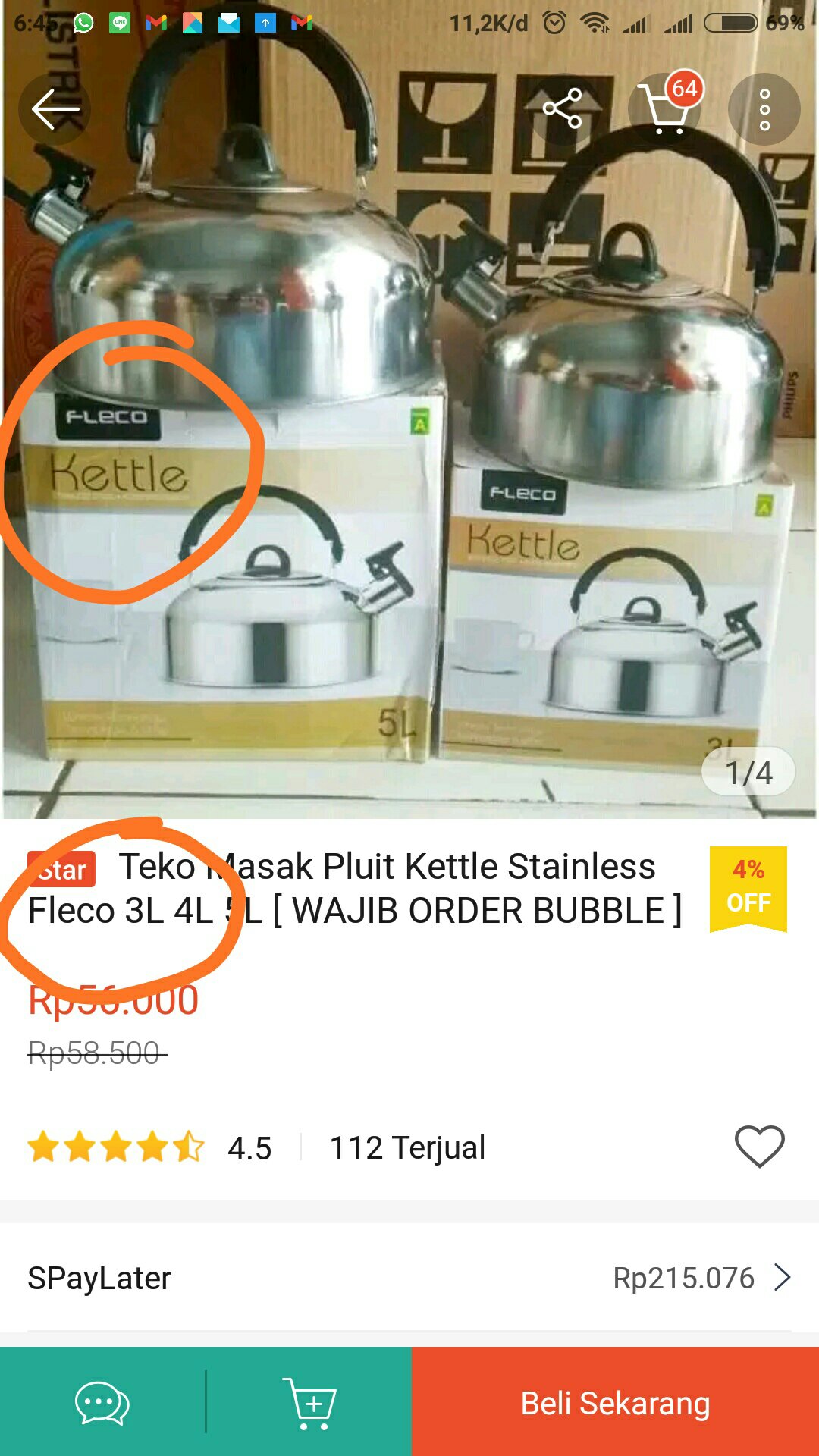 Teko Masak Pluit Kettle Stainless Fleco 3l 4l 5l [ Wajib Order Bubble ]