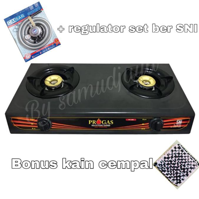 Kompor Gas Dua Tungku Progas & Regulator Set Ber Sni - Terbaik 