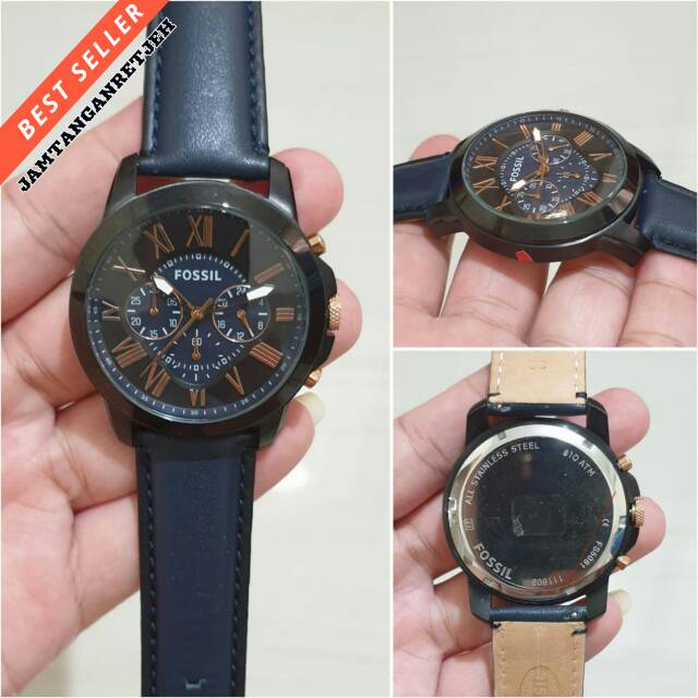JAM TANGAN PRIA FOSSIL CHRONO FULL BLACK DIAL