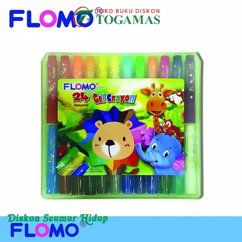 

FLOMO SLICK GEL CRAYON 24 WARNA - SUPER SMOOTH & PLASTIK PP BOX