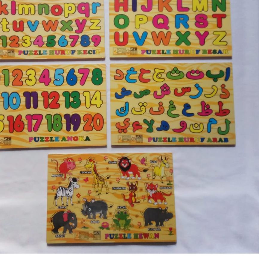 ➮ Hampers Mainan Edukasi Anak Puzzle Kayu Abjad Alphabet Huruf Angka Hijaiyah Mainan Anak Pazel Puze