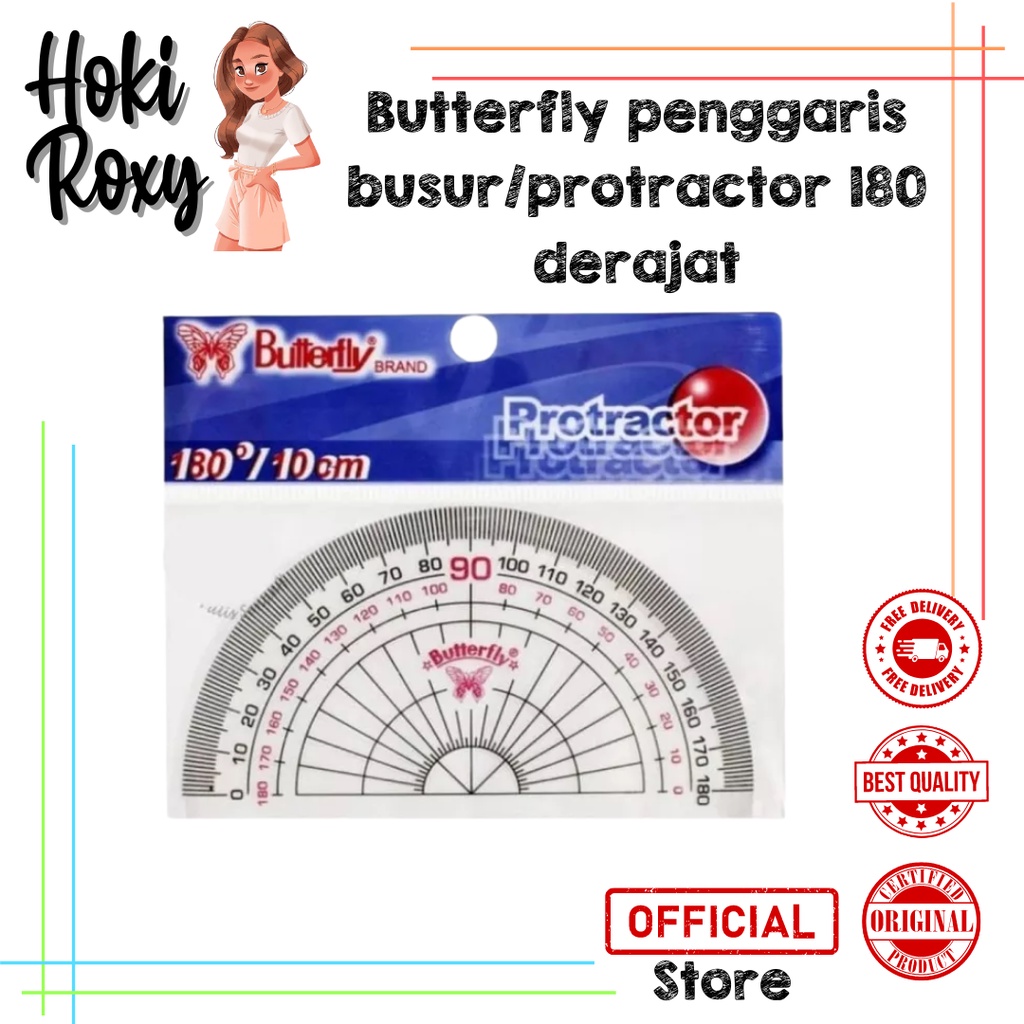 

Butterfly penggaris busur derajat protractor 180 derajat