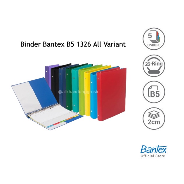 

Binder Bantex 1326 ukuran B5 26 holes 25 mm Binder O Ring Metal Semua Warna - Satuan- SHSNP