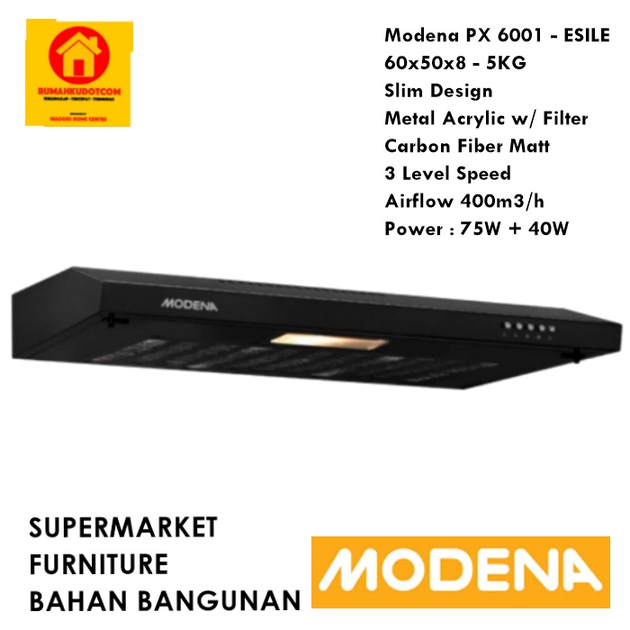 COOKER HOOD MODENA - KOMPOR GAS MODENA - PENGHISAP UDARA KOMPOR - PENGHISAP ASAP KOMPOR - PX 6001 - 