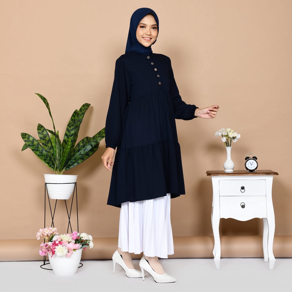 Nayla Tunik Atasan Muslim Wanita Bahan Premium Tunik Basic Tunik Polos Simple Tunik Kasual Untuk Wanita Baju Panjang Wanita