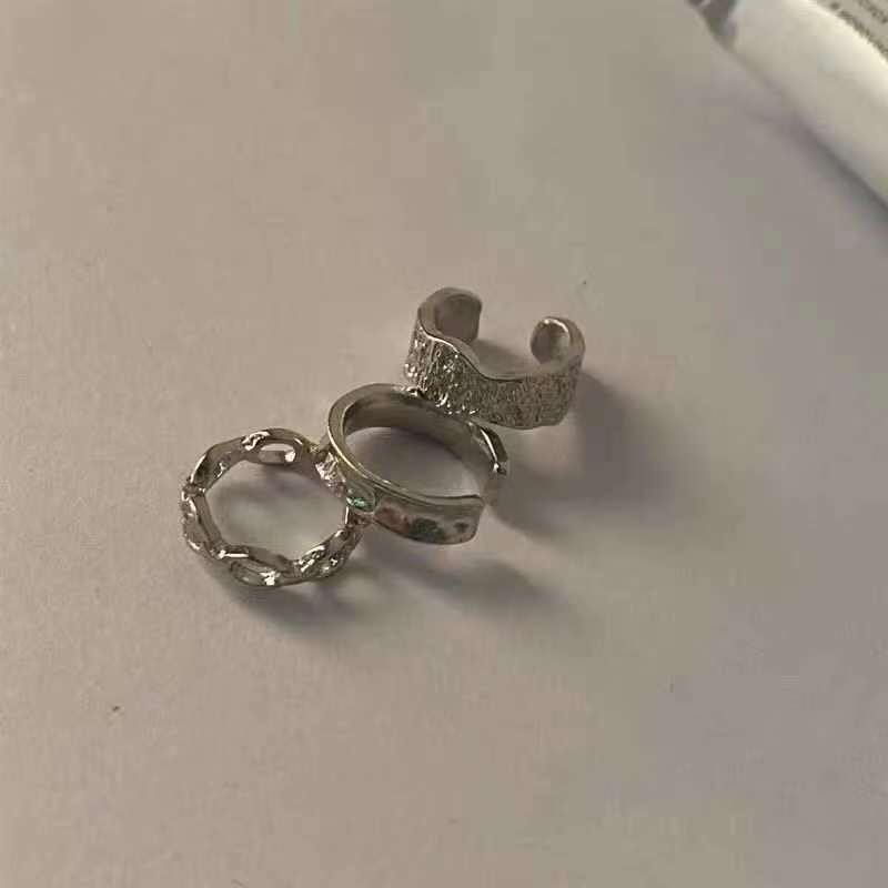 3pcs / Set Anting Klip Tanpa Tindik Warna Silver Untuk Wanita