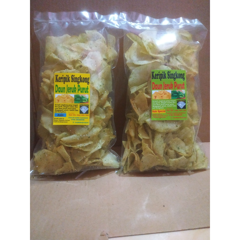 

Paket Asin (Asin Gurih + Asin Special) Keripik Singkong Jeruk Purut