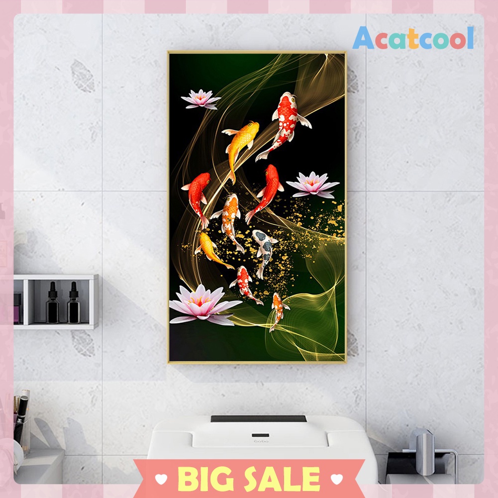 45x85cm Koi Fish Lotus Diamond Painting Full Round Drill Cross Stitch Kit
