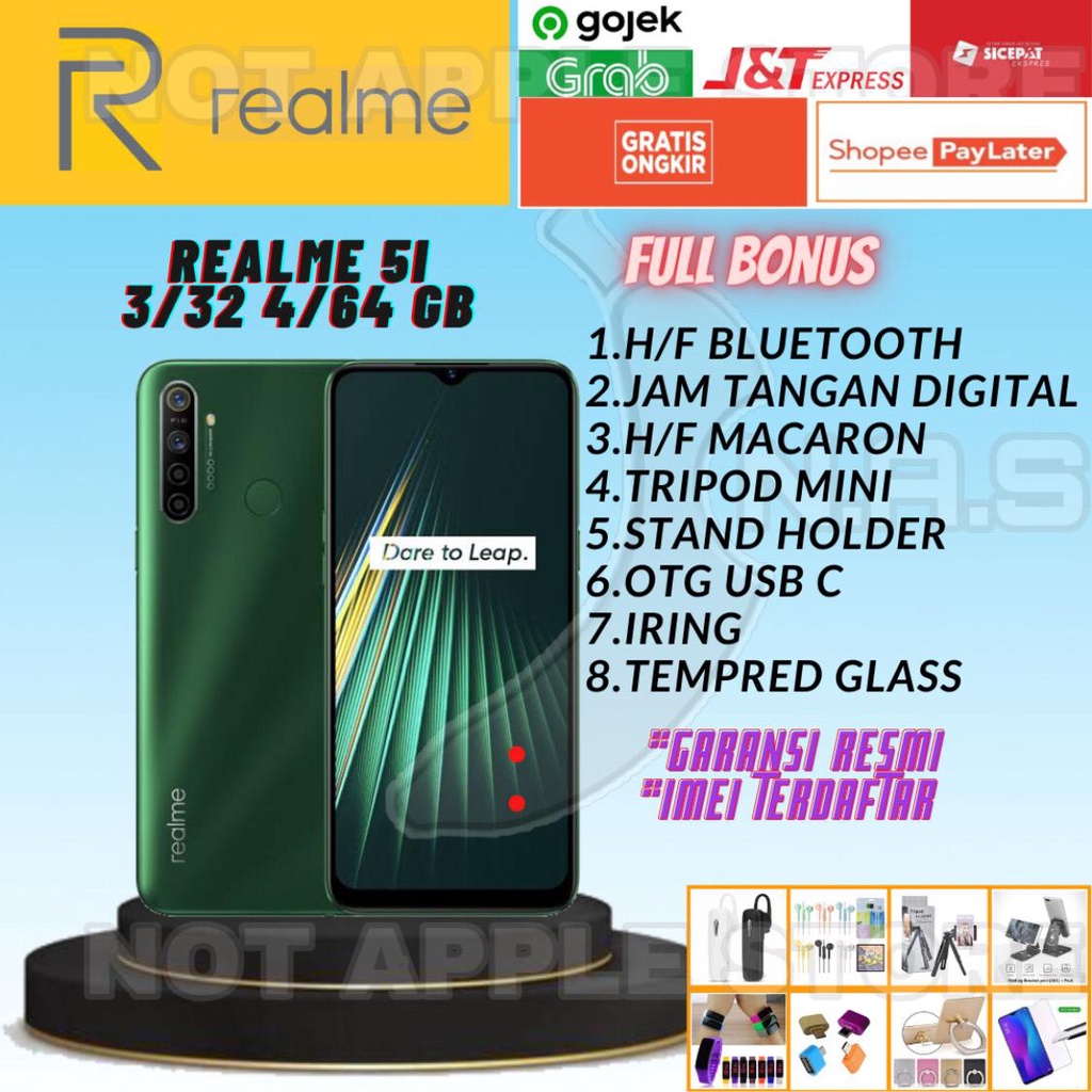 REALME 5i RAM 3/32GB 4/64GB NEW BARU GARANSI RESMI