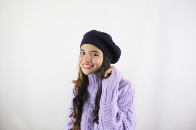 Topi Beret Rajut Wool Hat Baret Winter Musim Dingin