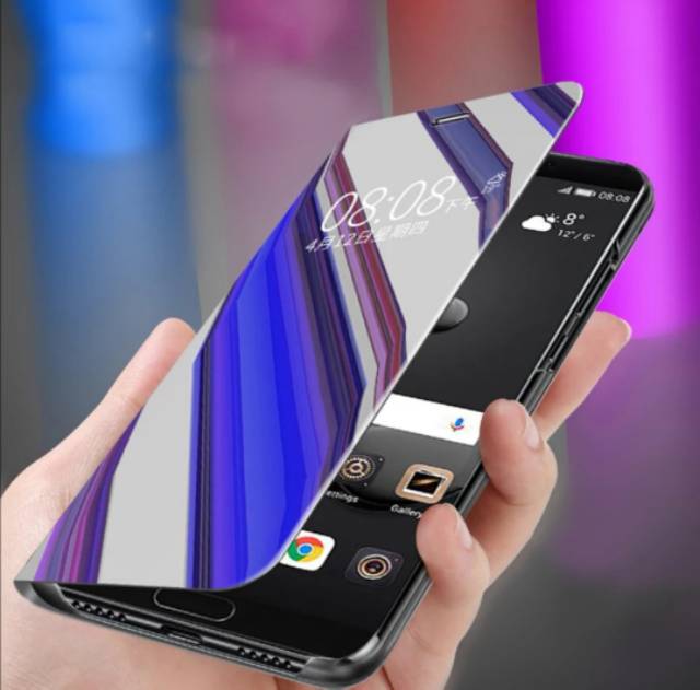 CASE Filp Miror kaca Clear View Samsung A9 2018 A6 plus 2018 CASING SARUNG