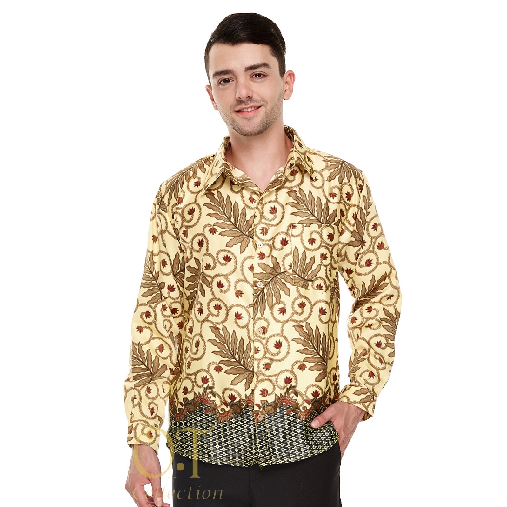 [batik leaf OT] kemeja batik premium satin velvet gliter