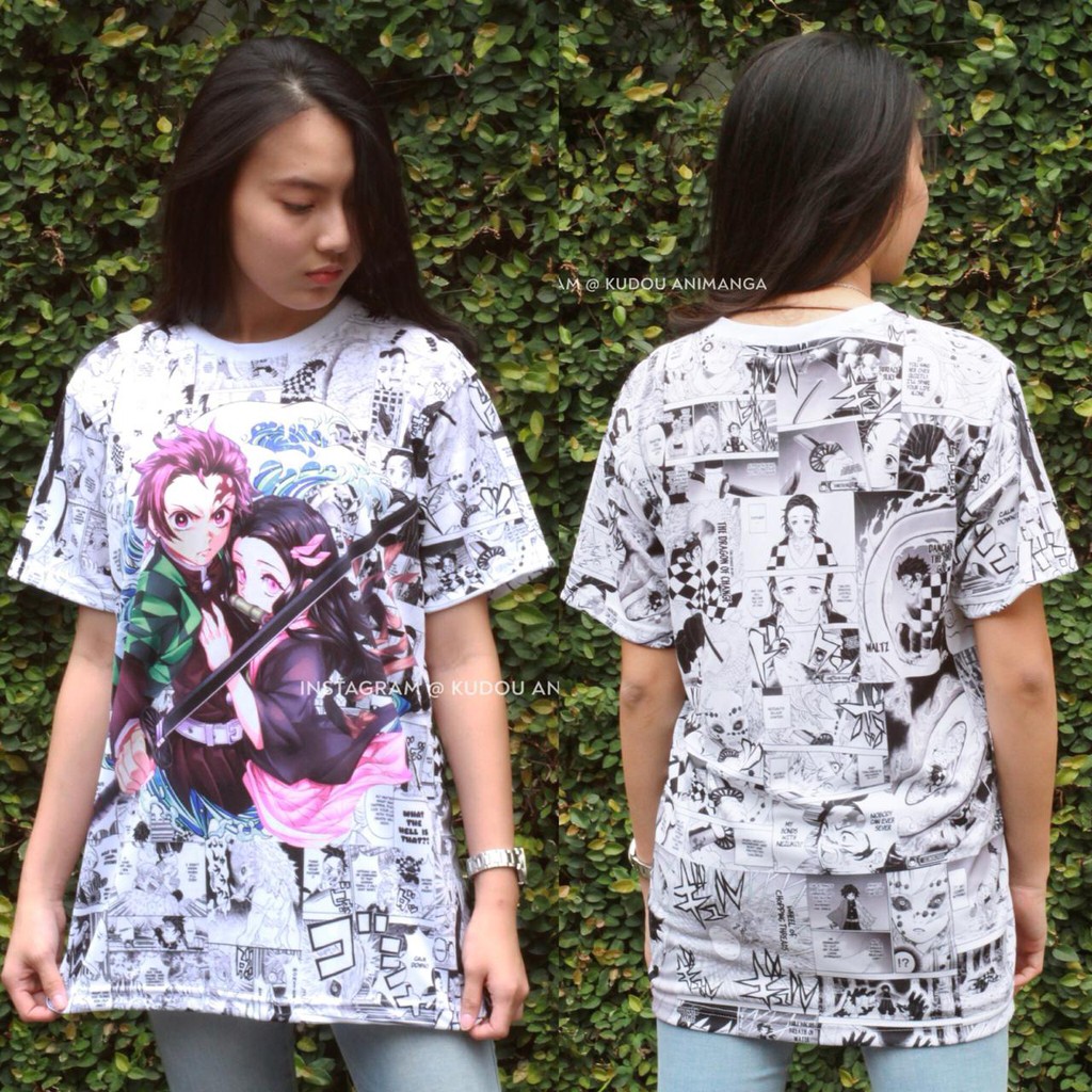 Kaos Kimetsu no Yaiba Fullprint Tanjiro and Nezuko