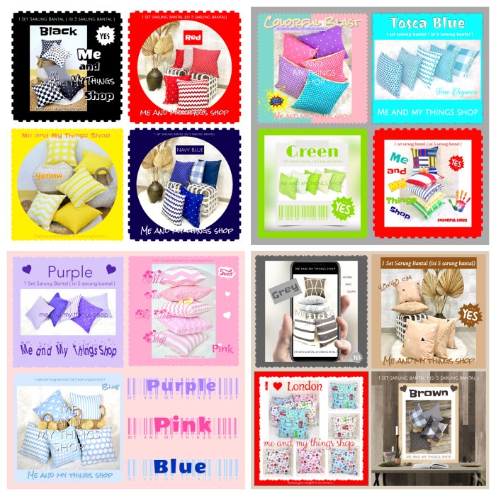 Sarung Bantal Sofa - 1 Set Sarung Bantal (5 Sarung Bantal) Sofa Kursi Kepala Kamar 40X40