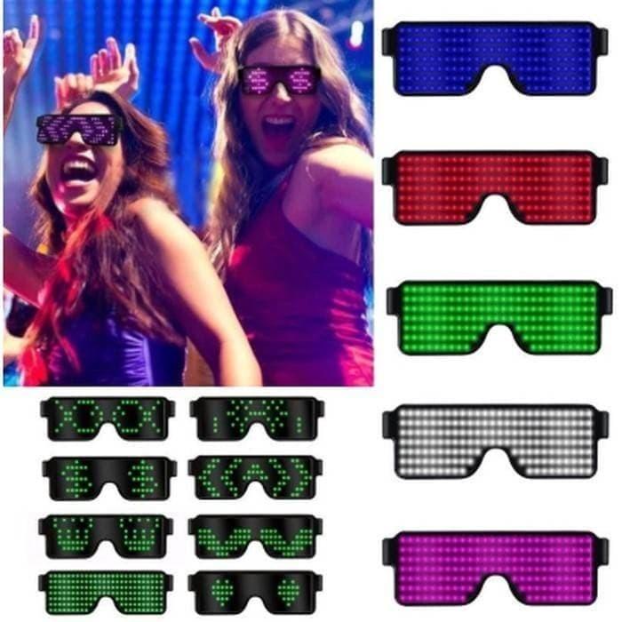 Kacamata Led Virtual Fashion Usb 8 Mode Flash Light Party Dj Disco