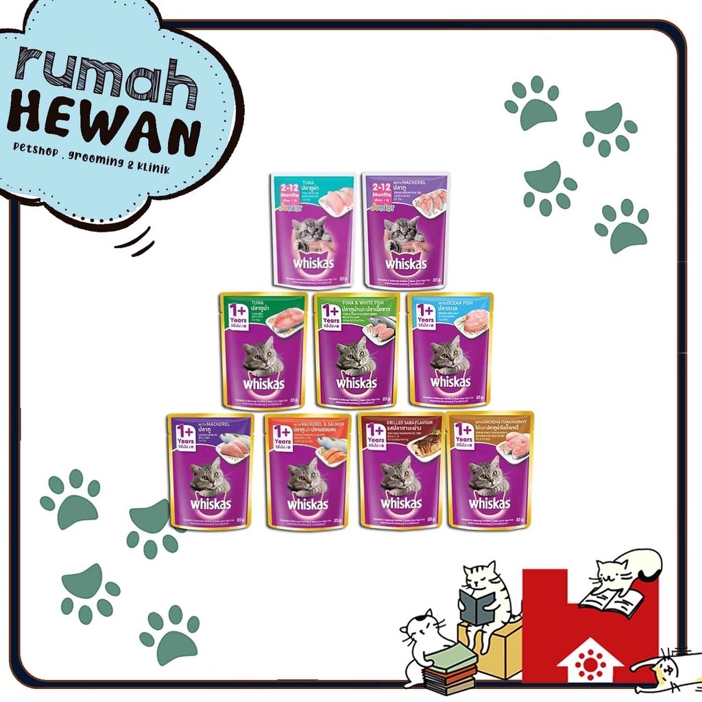 Whiskas Wet Cat Food Adult &amp; Junior 85gr Makanan Basah Kucing