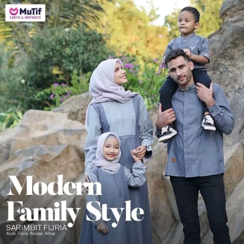 (COD) MUTIF FIJRIA - AIDA - ALBAR - ABIZAR Folkstone ll T erbaru sarimbit keluarga 2021 Denim  ll Te