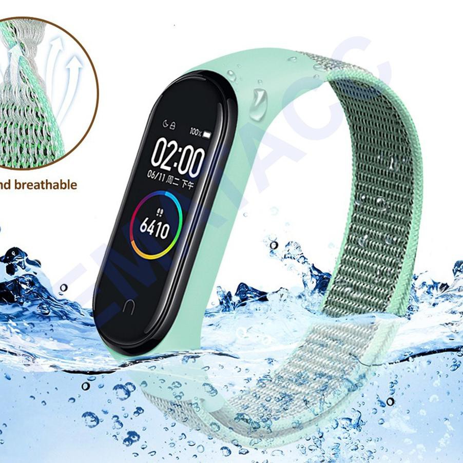 laris  sr 1275nylon strap xiaomi mi band 6 5 4 3   tali jam nilon velcro smart bracellet m5 m4 m3 oa