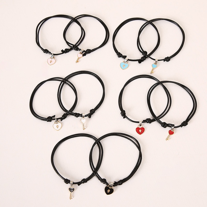 Satu pasang Gelang Gembok Kunci Korea Couple Gelang (2 pcs)