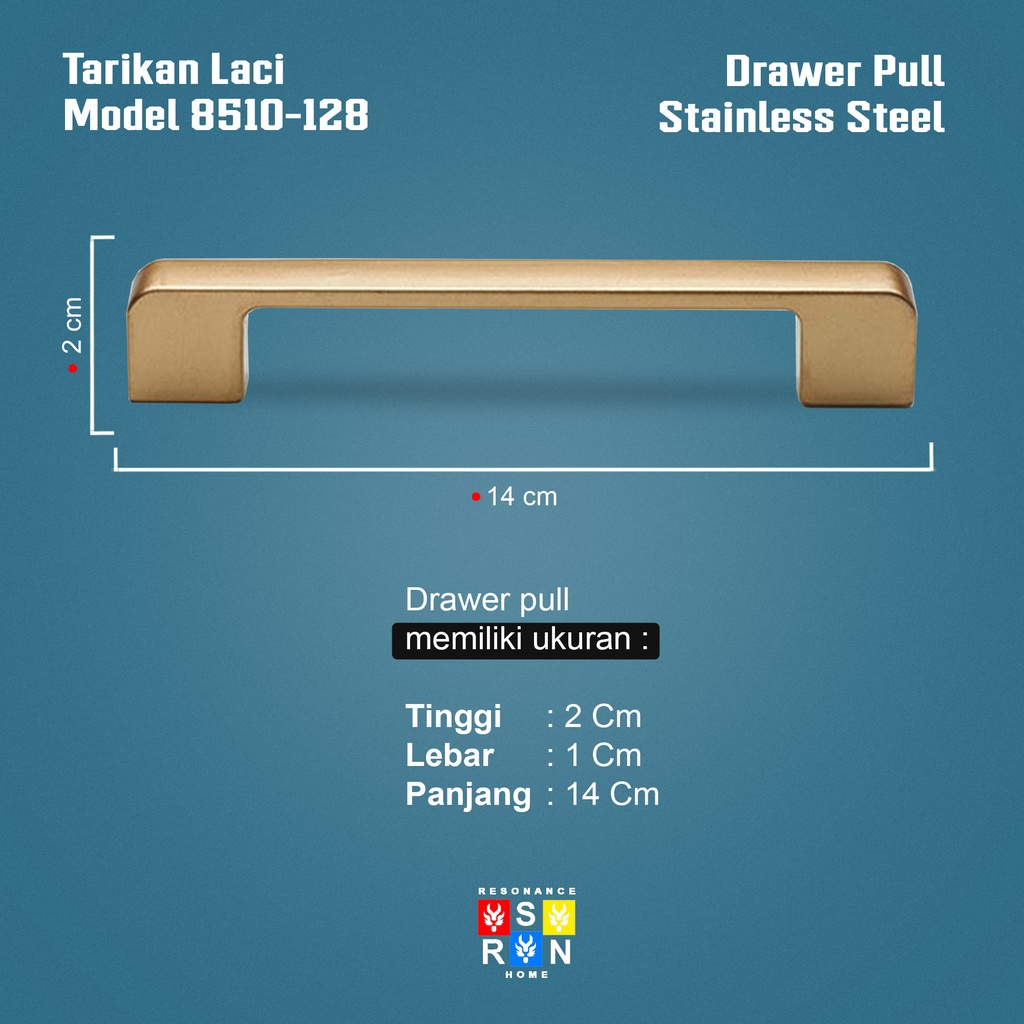 Tarikan Laci Coating Gold 8510-96 / Handle Gagang Pintu Laci Lemari Resonance Home