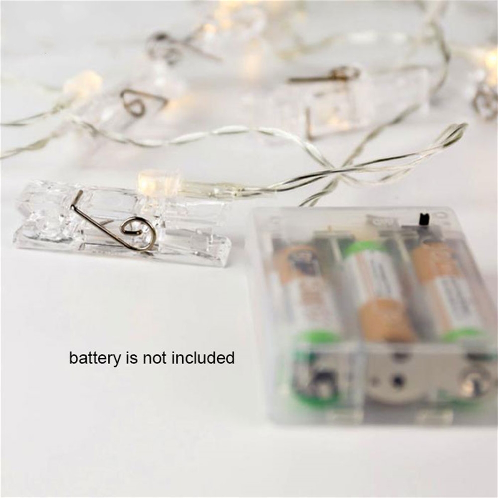 1.5/2/3m LED String Clips Lights Garland/Card Photo Clips Holder Battery Powered Fairy Light/Christmas Xmas New Year Wedding Birthday Party Decoration Holiday Lamp