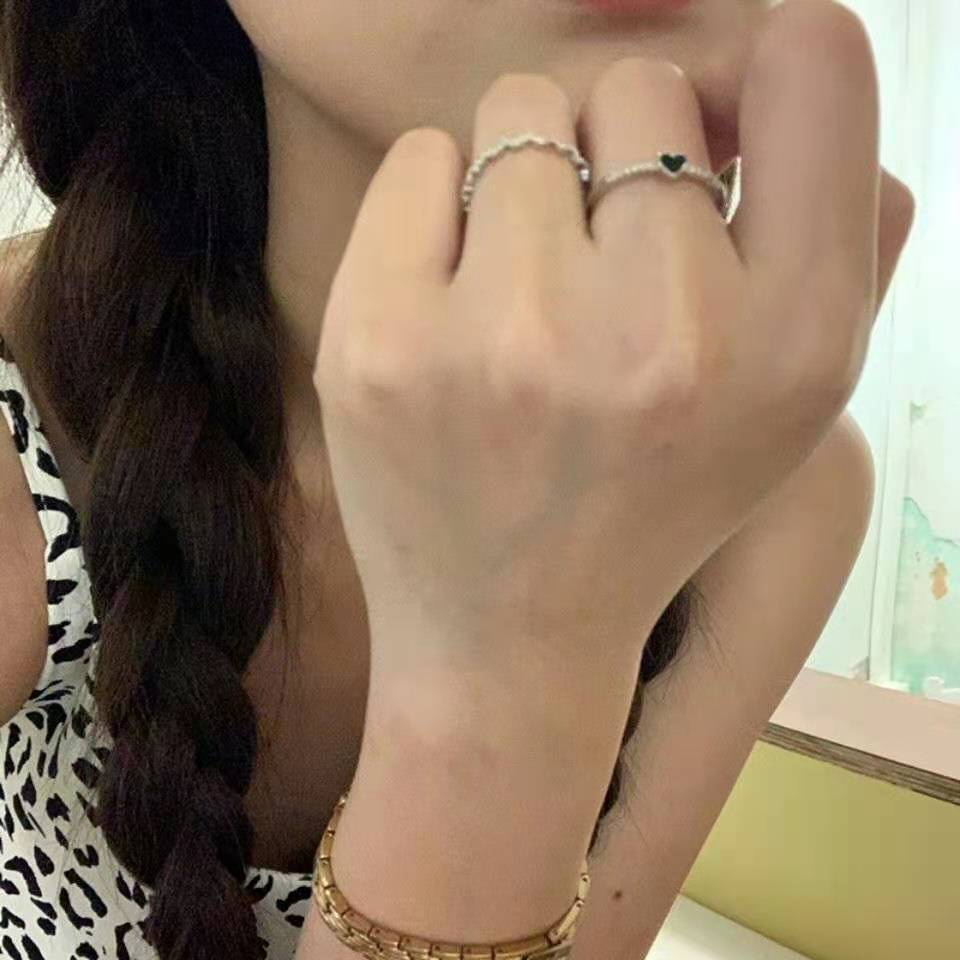 Candy Jewelry Fashion 2 Pcs Finger Ring Sets Metal Black Love Heart Knuckle Rings for Women