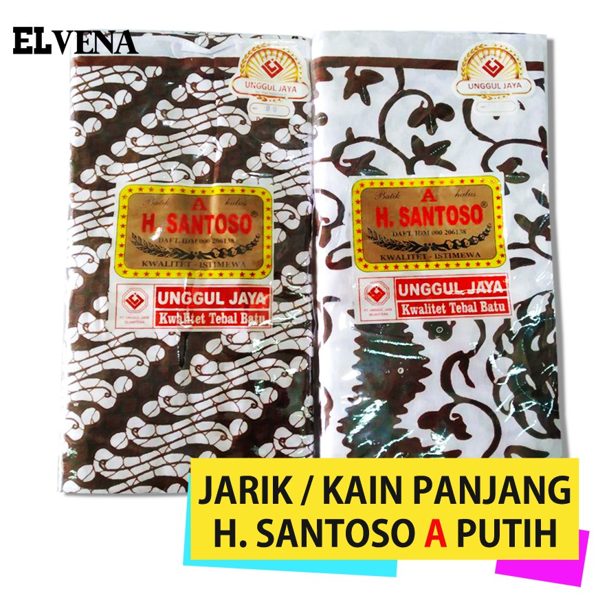 KAIN JARIK BATIK H.SANTOSO A PUTIH / Kain Panjang