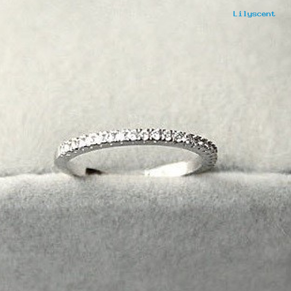 Ls Perhiasan Cincin Nikah / Tunangan Sterling Silver 925 Hias Berlian Imitasi Untuk Wanita