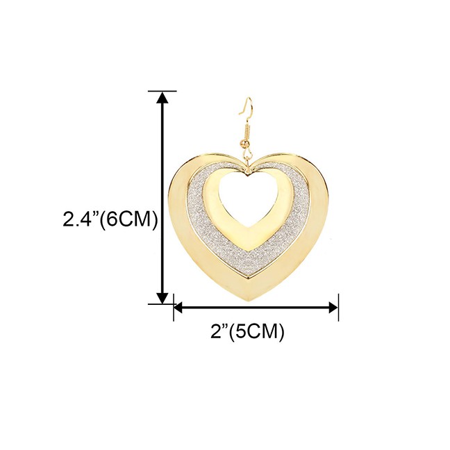 LRC Anting Gantung Fashion Golden Love Alloy Hollow Frosted Earrings K44353