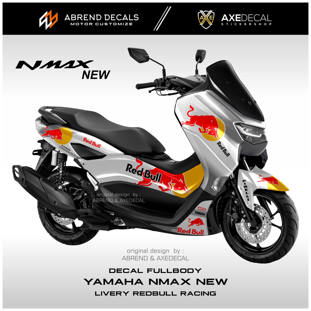 DECAL FULLBODY NMAX NEW 2020 REDBULL / STIKER MOTOR YAMAHA NMAX BARU DESIGN CUSTOM / STOCK DECALS