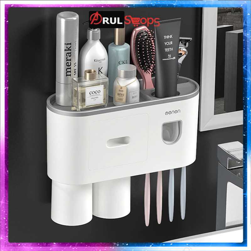 ARS - Menen Dispenser Pasta Gigi Odol Modern Toothbrush Holder 2 Cup - AO321