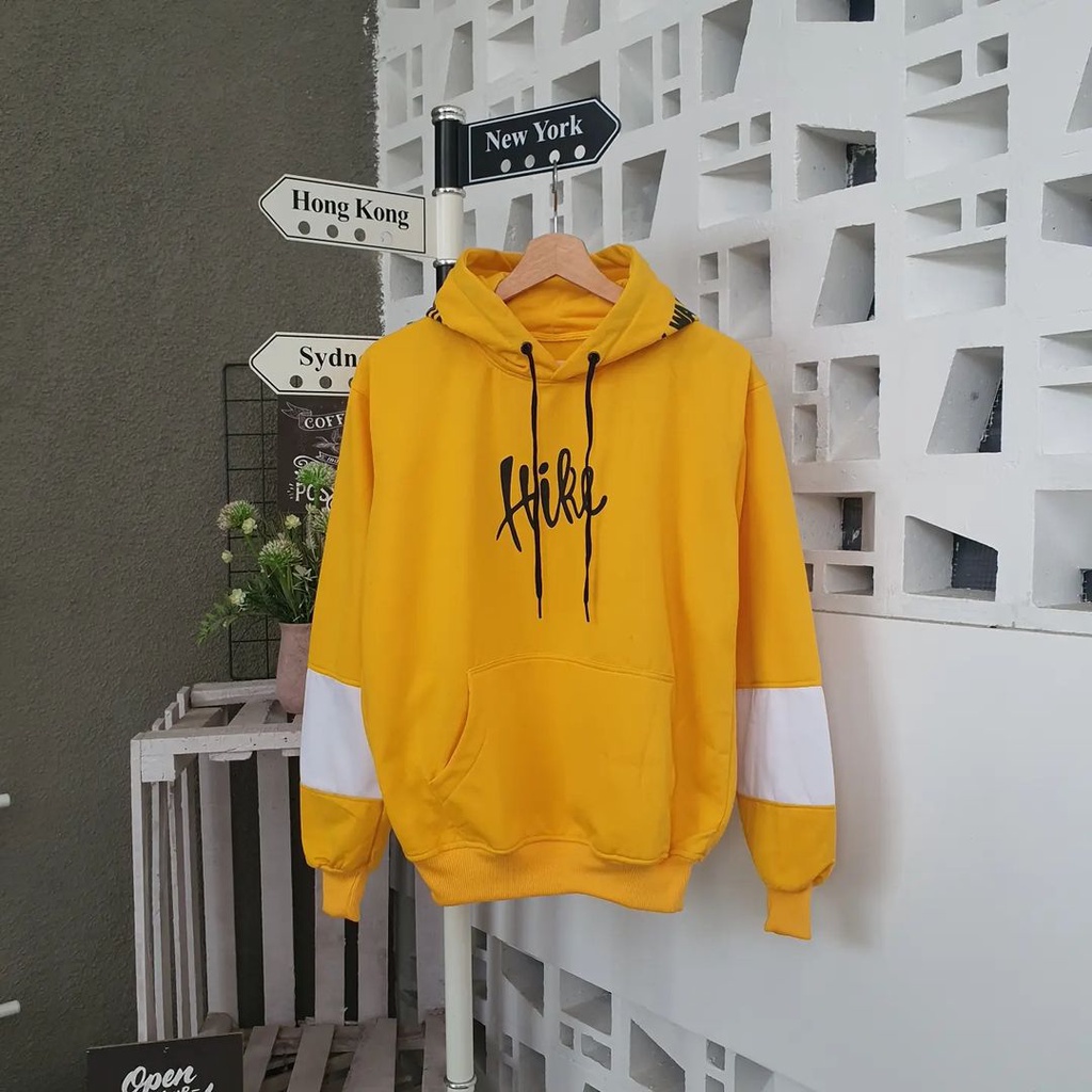 Hoodie Sweater Motif HIKE Gaya Casual Santai Bahan Fleece