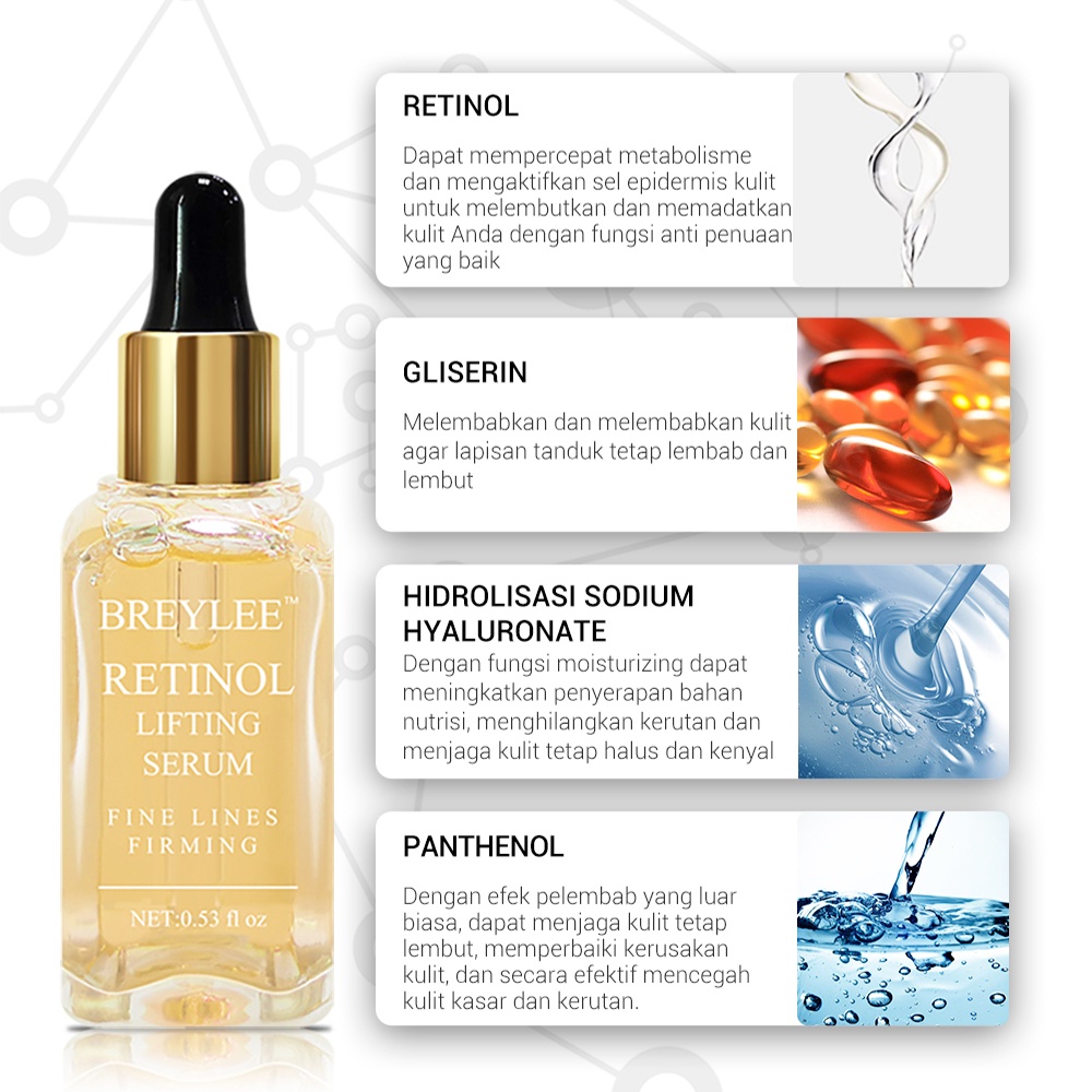 [Ori100%]Breylee Retinol Serum Wajah Repairing Essence Lifting Firming Serum Anti-aging Remove Wrinkle 17ML