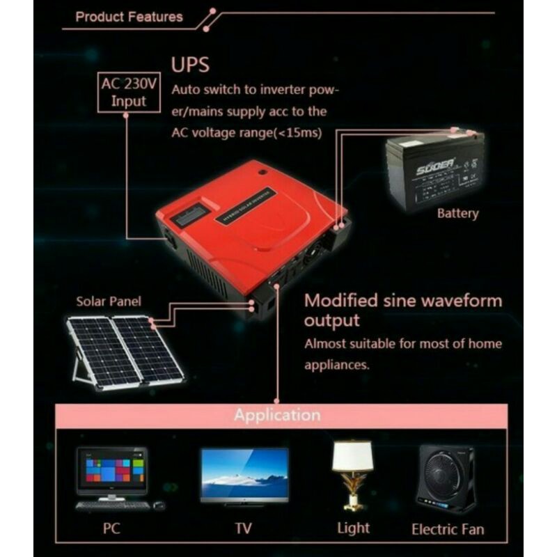 hybrid solar inverter SON-1400VA 800watt inverter charger Ups original suoer