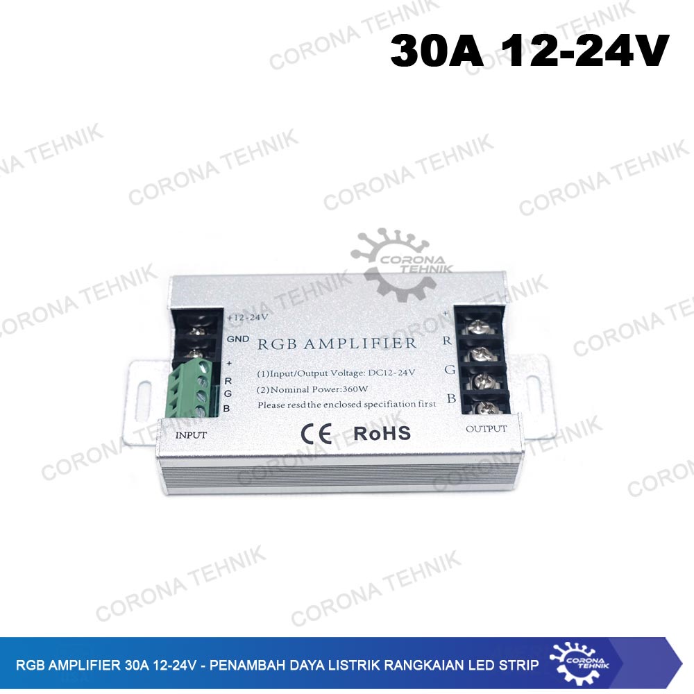 Penambah Daya Listrik Rangkaian LED Strip - RGB Amplifier 30A 12-24V